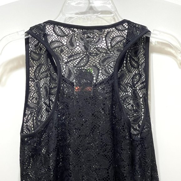 New Swim Cover Westloop Medium Black Lace Mesh Sleeveless Tank Dress NWT - Picture 4 of 5